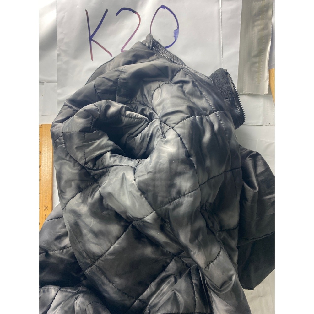 Black Quilted Puffer Jacket Full Zip Hooded size 7/8